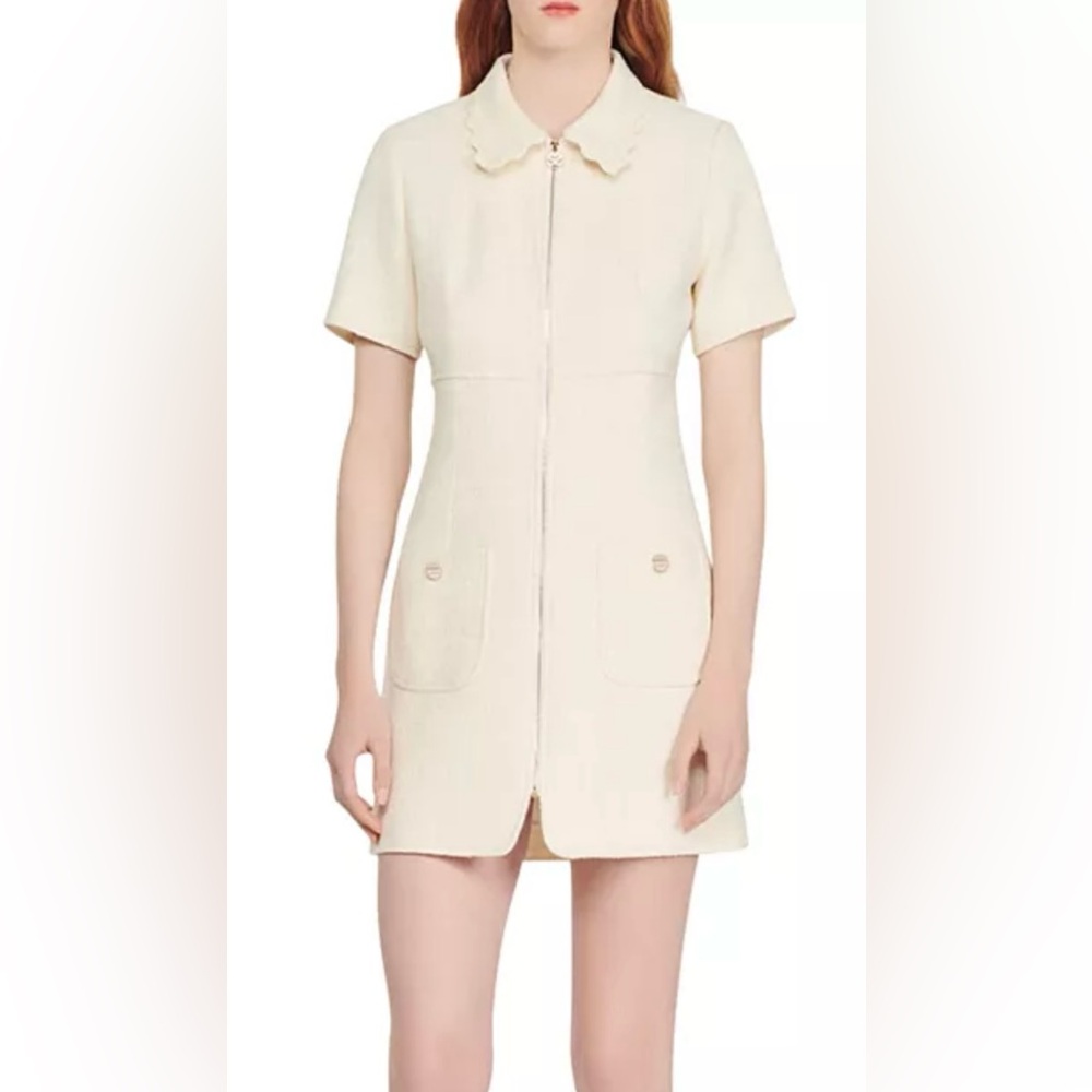Sandro Gregoria Tweed Zip Mini Dress, Size 38, NWT
